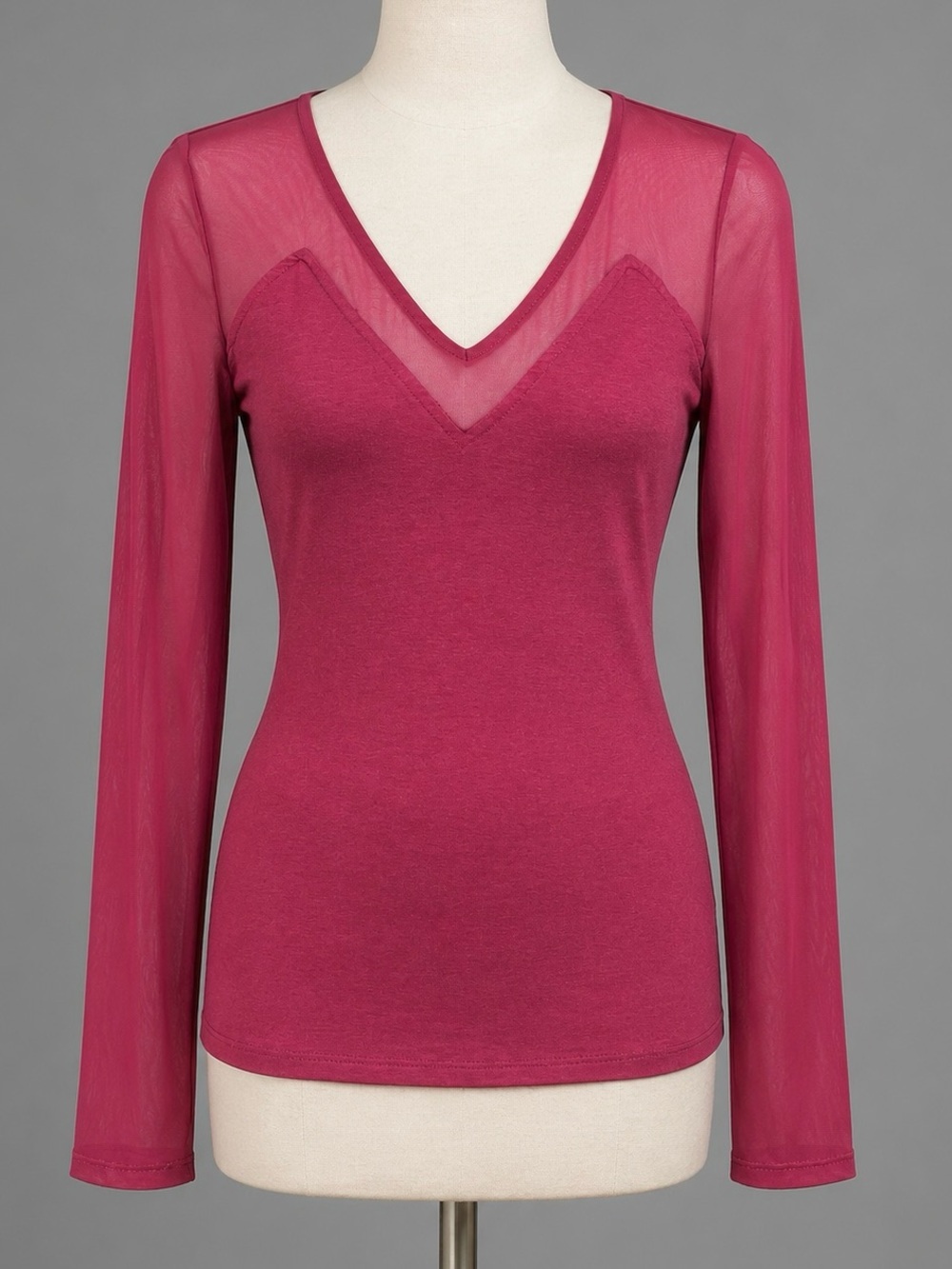 Express size small petite stretchy, mesh, burgundy, long sleeve top